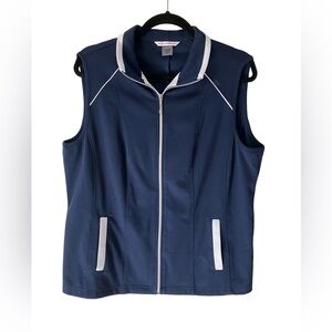 Allison Daley Dark Blue Vest with White Accents